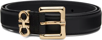 Ferragamo Black Double Gancini Fixed Belt