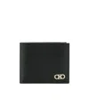 Ferragamo Black Hammered Calfskin Gancini Wallet In Black