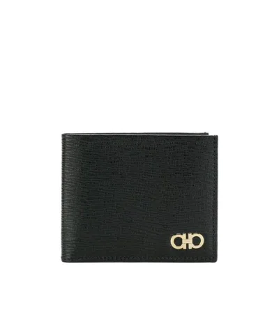 FERRAGAMO BLACK DOUBLE GANCIO WALLET