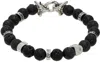 Ferragamo Men Gancini Logo Beaded Bracelet In Pietra Lavica+pldluc