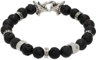 FERRAGAMO BLACK ELASTICIZED GANCINI BRACELET