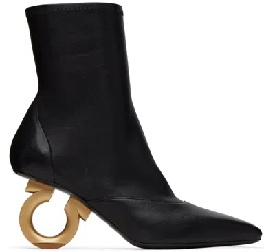 FERRAGAMO BLACK ELINA BOOTS