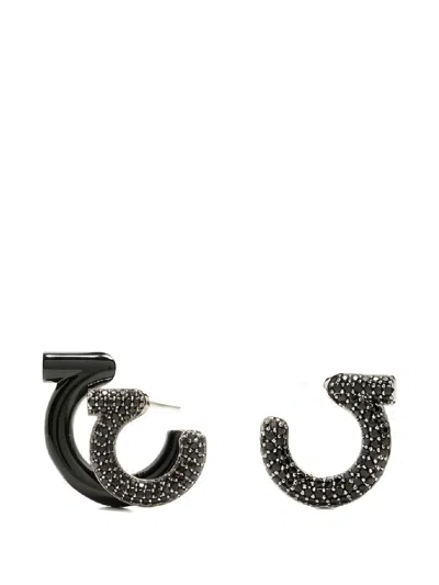 Ferragamo Black Embellishment Earrings