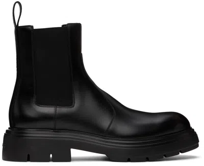 Ferragamo Black Embossed Chelsea Boots In Nero