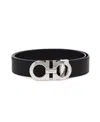 Ferragamo Black Embossed Printed Belt In Black