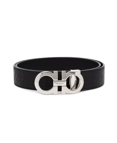 Ferragamo Black Embossed Printed Belt