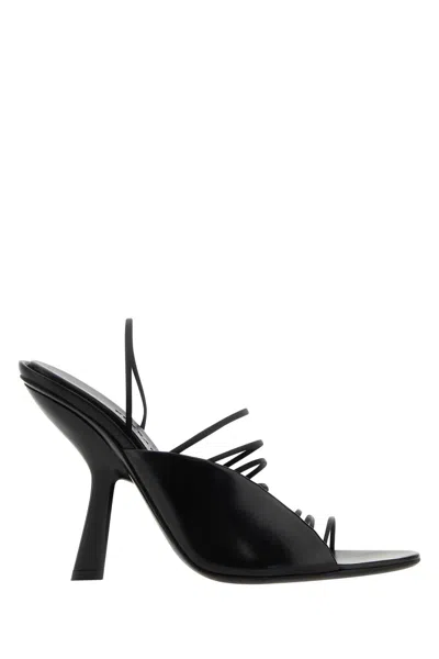 Ferragamo Black Fabric And Leather Sandals
