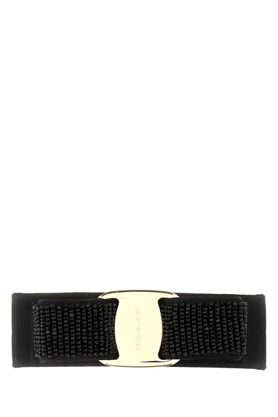 FERRAGAMO FERRAGAMO BLACK FABRIC HAIR CLIP