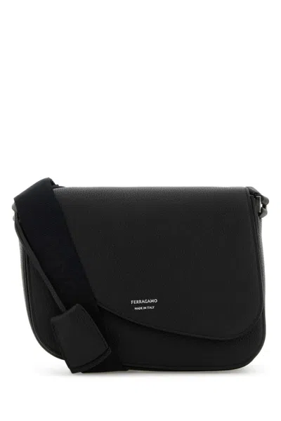 Ferragamo Black Fiamma Crossbody Bag In Nero