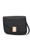 Ferragamo Asymmetrical Front Flap Shoulder Bag In Black
