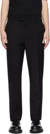 Ferragamo Black Flat Front Trousers In Nero