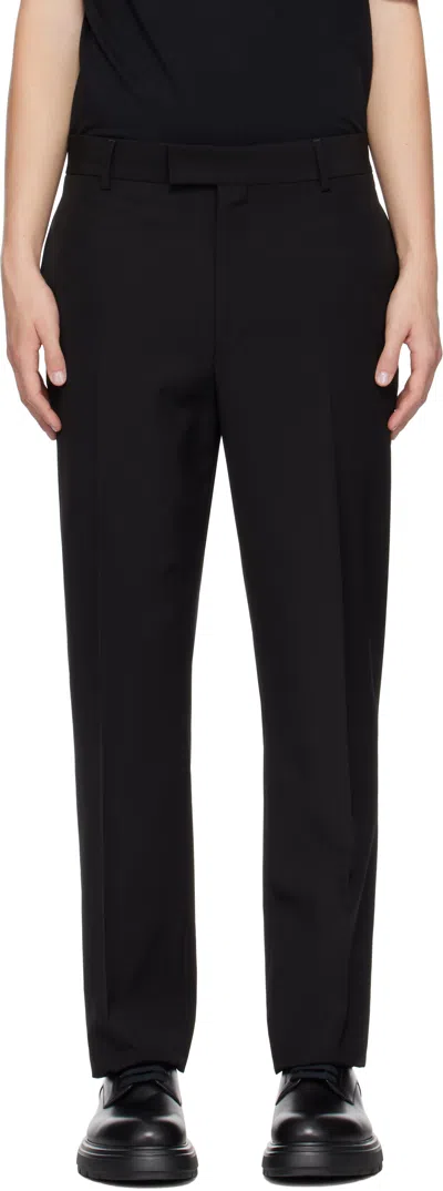Ferragamo Black Flat Front Trousers In Nero