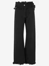 Ferragamo Black Fringed Straight-leg Jeans In Black