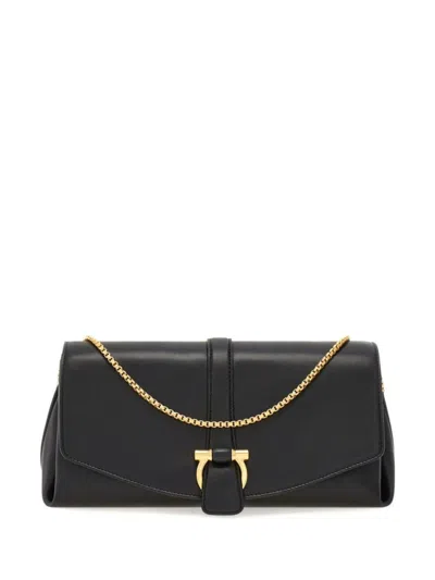 Ferragamo Black Front Flap Crossbody Bag