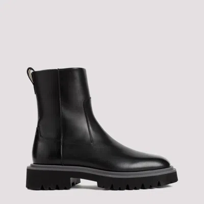 Ferragamo Black Fulvio Calf Leather Boots