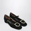 Ferragamo Suede Gancini Heeled Ballerina With Gold Hardware