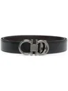Ferragamo Black And Brown Reversible Belt With Gancini Detail In Smooth Leather Man In Black