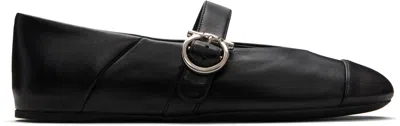 Ferragamo Black Gancini Ballerina Flats