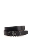 Ferragamo Black And Blue Reversible Belt With Gancini Buckle In Leather Man