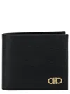 Ferragamo Black Gancini Bi-fold Wallet In Leather Man  In Black