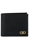 Ferragamo Black Gancini Bi-fold Wallet In Leather Man  In Black