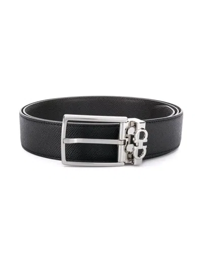 Ferragamo Black Reversible Belt With Gancini Buckle Belt