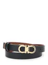 Ferragamo Women Black Reversible Belt With Gancini Buckle In Leather Woman In Black