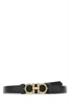 Ferragamo Adjustable Length Belt Gold-tone Buckle In Black