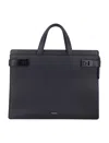Ferragamo Medium Gancini Buckle Leather Briefcase In Black