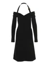 Ferragamo Knit Midi Dress With Gancini Buckle In Black