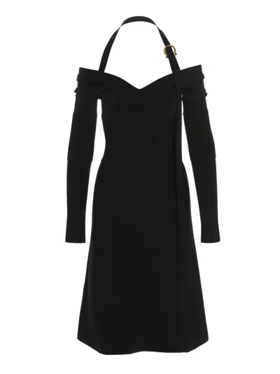 FERRAGAMO BLACK GANCINI BUCKLE DRESS