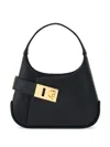 Ferragamo Arch Mini Leather Hobo Bag In Black
