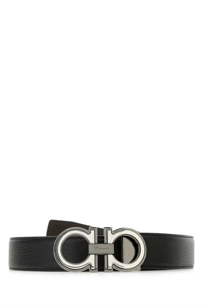 FERRAGAMO BLACK GANCINI BUCKLE REVERSIBLE BELT