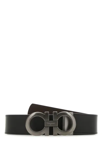 FERRAGAMO MEN BLACK GANCINI BUCKLE REVERSIBLE SOLID BELT, 36 LUXURY FOR MEN DARVEYS