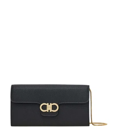 Ferragamo Black Gancini Clutch In Purple