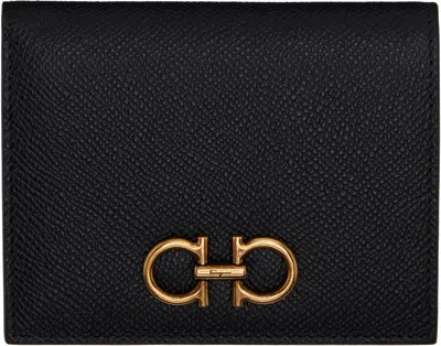 Ferragamo Black Gancini Compact Wallet