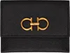 Ferragamo Black Gancini Credit Card Holder In 001 Nero Nero