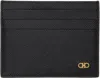 Ferragamo Black Card Holder With Micro Gancini On The Front And Logo Lettering On The Rear In Black