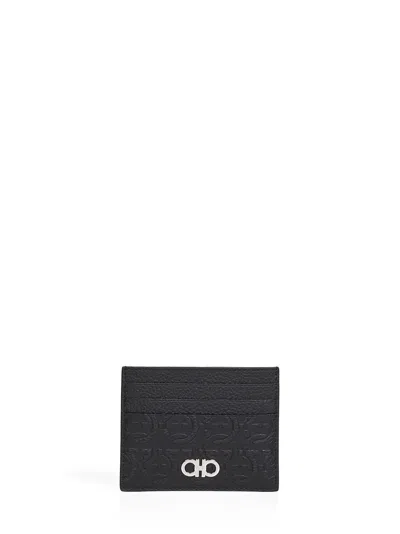 Ferragamo Black Gancini Credit Card Holder