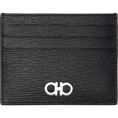 Ferragamo Black Gancini Credit Card Holder