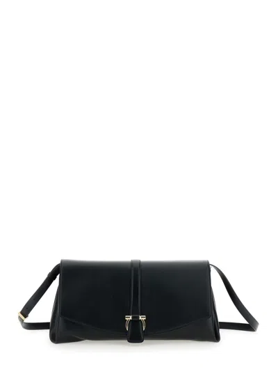 FERRAGAMO BLACK GANCINI CROSSBODY BAG