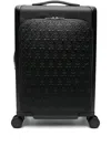 Ferragamo Black Gancini Embossed Leather Suitcase In Black