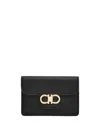 Ferragamo Gancini Calfskin Keyring Wallet In Black