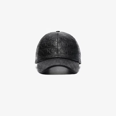 Ferragamo Casquette En Cuir Gancini Noir In Black
