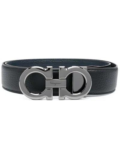 FERRAGAMO BLACK GANCINI LEATHER BELT,68761118791472