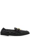 Ferragamo Gancini Leather Loafers With Round Toe In Black