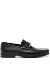 Ferragamo Calf Leather Loafers With Gancini Buckle In Black