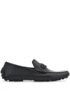 FERRAGAMO BLACK GANCINI LEATHER LOAFERS