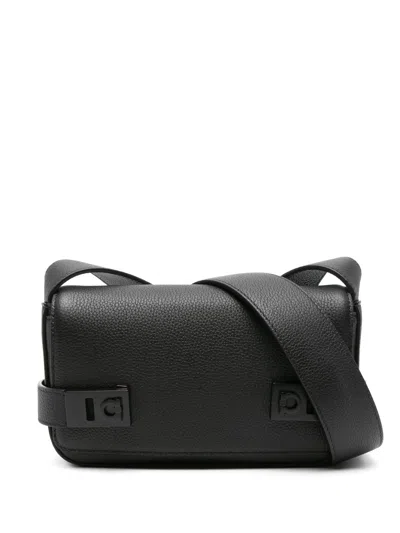 Ferragamo Gancini-buckle Leaher Messenger Bag In Black