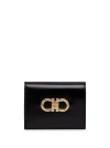 FERRAGAMO BLACK GANCINI LEATHER WALLET